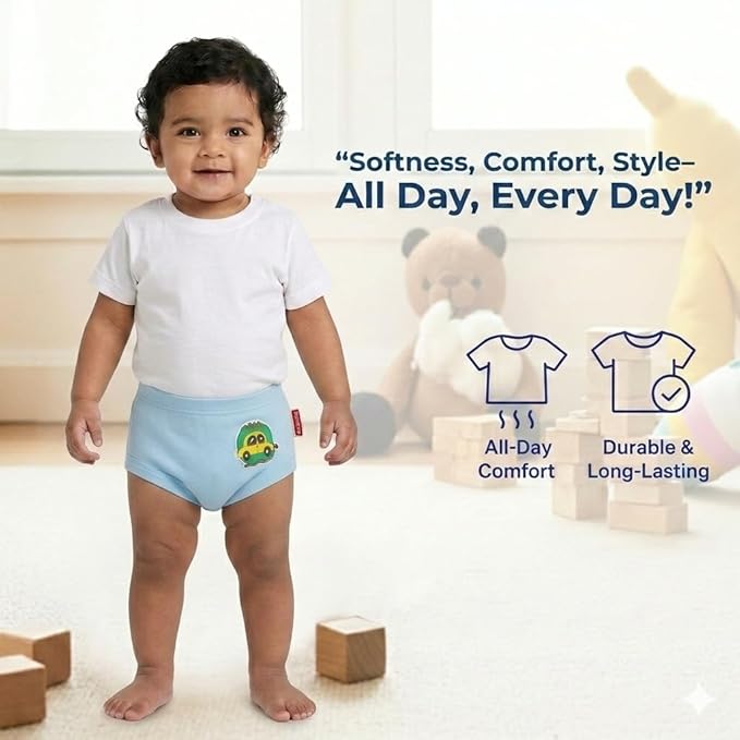 VParents Bloomer for Kids Unisex, 100% Pure Cotton Soft & Breathable Underwear Bloomers for Baby Comfortable & Durable - Blue 2-4 years