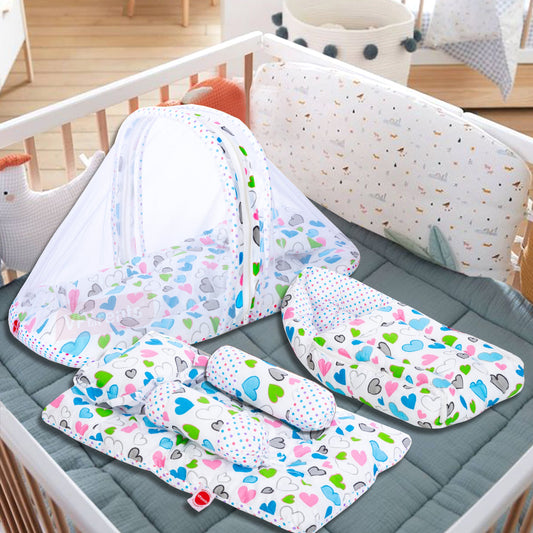 VParents daisy Baby 4 Piece Bedding Set with Pillow and Bolsters Sleeping Bag and Bedding Set Combo