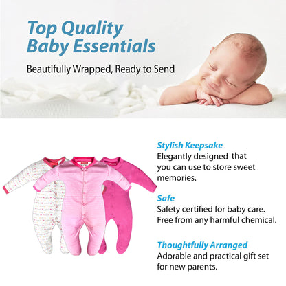 Full Length Printed Baby Footies Sleepsuit Romper Pack of 3-(Pink)
