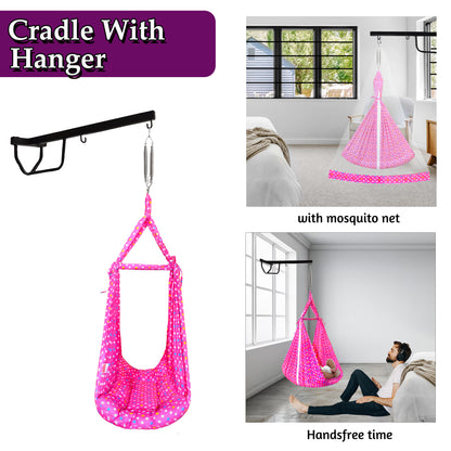 VParents Tot Baby Swing Cradle with Mosquito net Spring and Metal Window Cradle Hanger