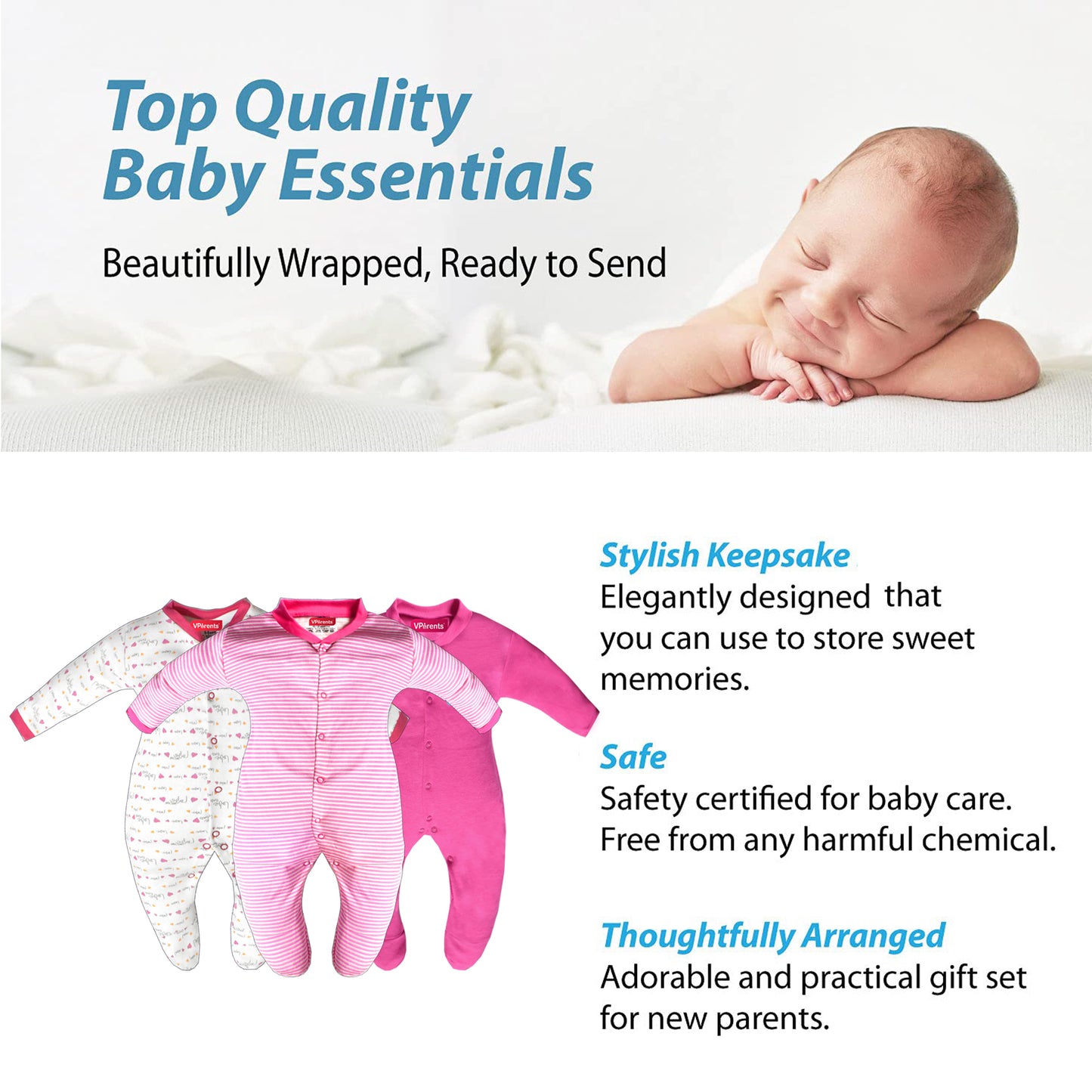 Newborn baby apparel essentials combo for baby girl  Pack of 17