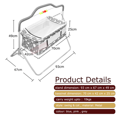 VParents Bunny New Born Baby Crib Bassinet cot Swing Cradle Jhula Palna