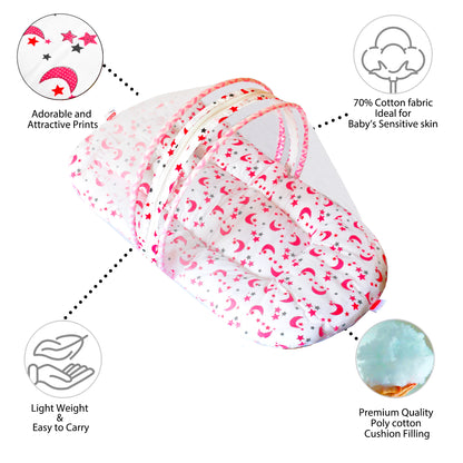 VParents galaxy  Baby Bed with Mosquito Net with Zip Closure & Neck Pillow, Baby Bedding for New Born