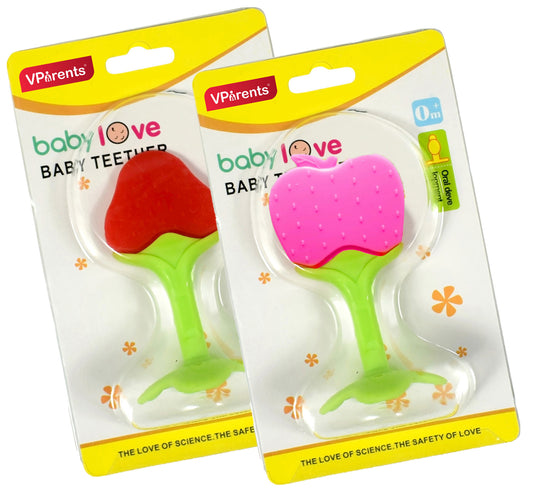 VParents Silicone Baby Teether for 3months+ Baby, Teething and Chewing Toys for Babies BPA Free (Multicolor) Pack of (2)