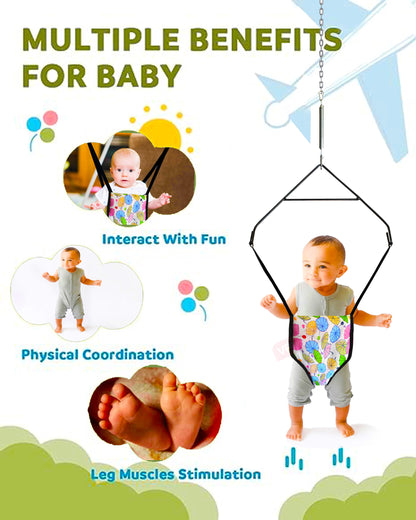 Vparents 2 in 1 Baby Toddler Jumper with Window Hanging Metal Stand Cum Baby Walking Harness Function( 6-12 months)