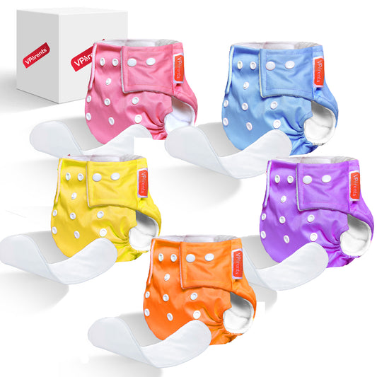 Solid  Reusable Adjustable Baby Cloth Diaper With Insert (Pink, Purple, Light Blue, Orange, yellow)