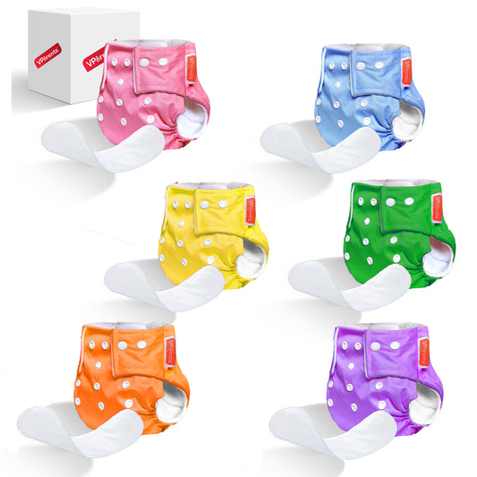 Solid Reusable & Adjustable Baby Cloth Diaper With Insert (Pink, Light Blue, Purple, Orange, Yellow, Green))