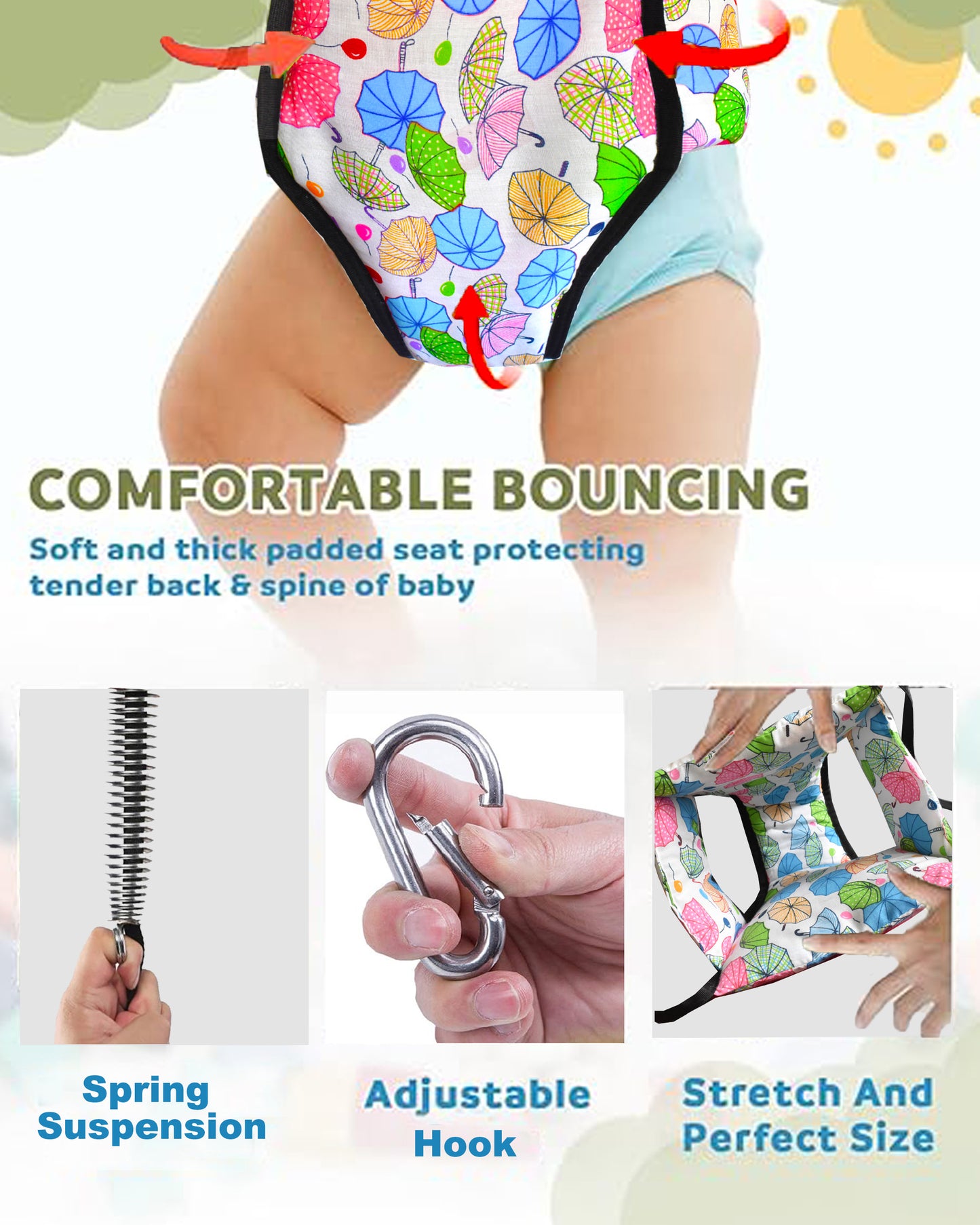 Vparents 2 in 1 Baby Toddler Jumper with Window Hanging Metal Stand Cum Baby Walking Harness Function( 6-12 months)