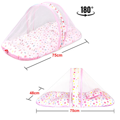 VParents Joy Baby Bed with Mosquito Net with Zip Closure & Neck Pillow, Baby Bedding for New Born