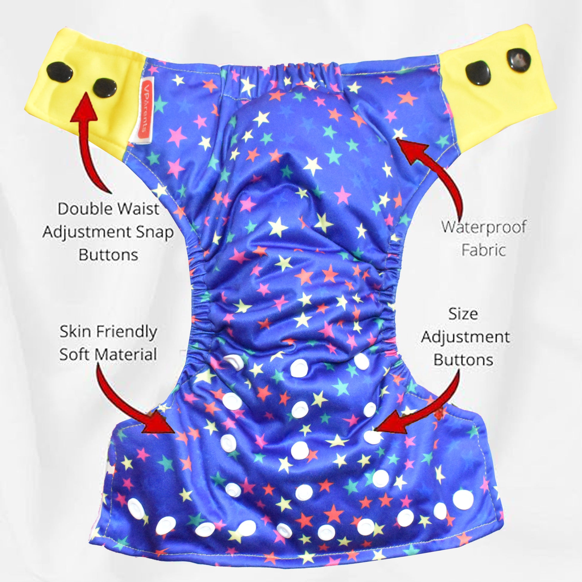 Star Print Reusable and Adjustable Cloth Diapers With Insert (Pack