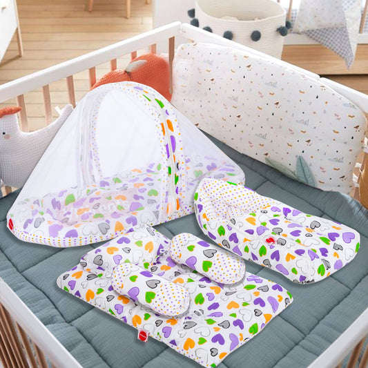 VParents daisy Baby 4 Piece Bedding Set with Pillow and Bolsters Sleeping Bag and Bedding Set Combo