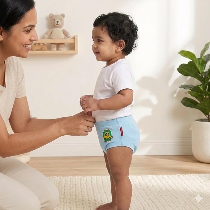 VParents Bloomer for Kids Unisex, 100% Pure Cotton Soft & Breathable Underwear Bloomers for Baby Comfortable & Durable - Blue 4-6 years