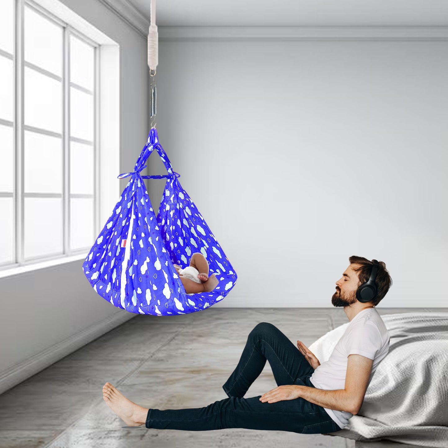 VParents Sunny Baby Swing Cradle with Mosquito net and Spring