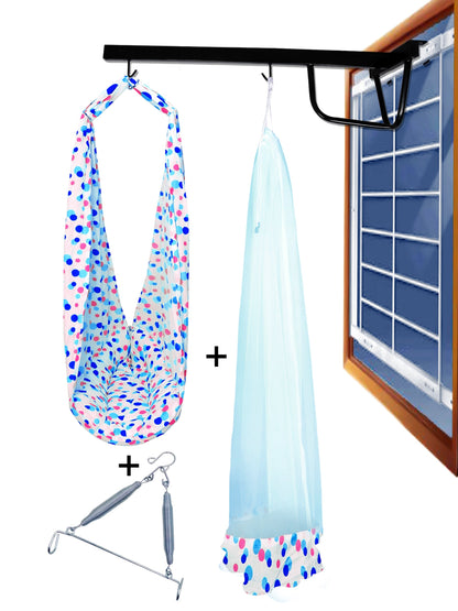 VParents Preemie Baby Swing Cradle with Mosquito Net Spring and Metal Window Cradle Hanger
