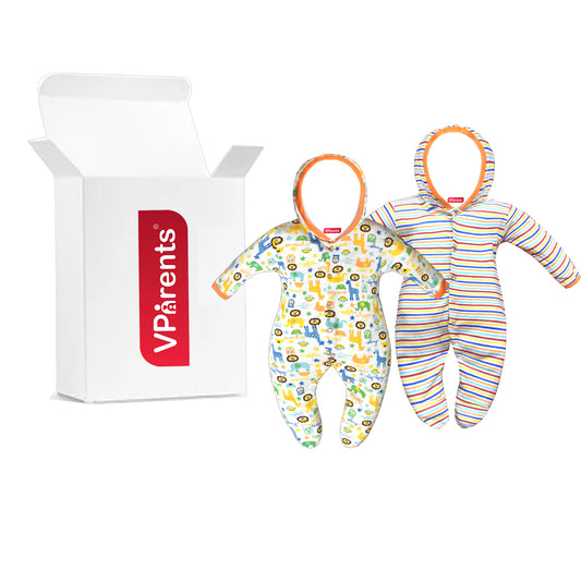 Zoey Orange Hooded Full Sleeve Cotton Sleepsuit Rompers for boys & Girls (Pack of 2)
