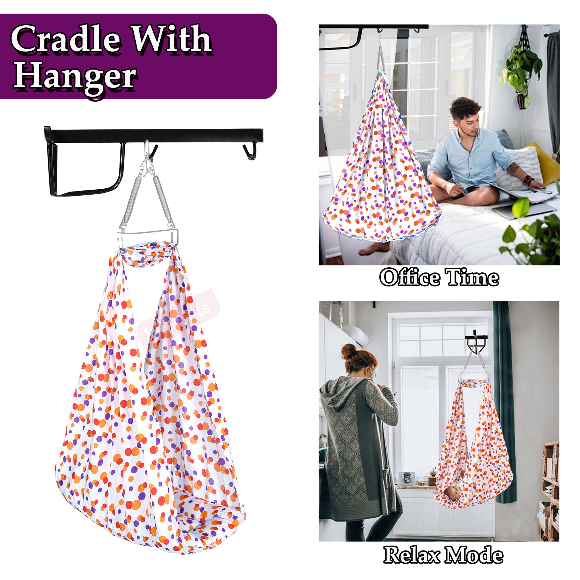 VParents Preemie Baby Swing Cradle with Mosquito Net Spring and Metal Window Cradle Hanger VParents