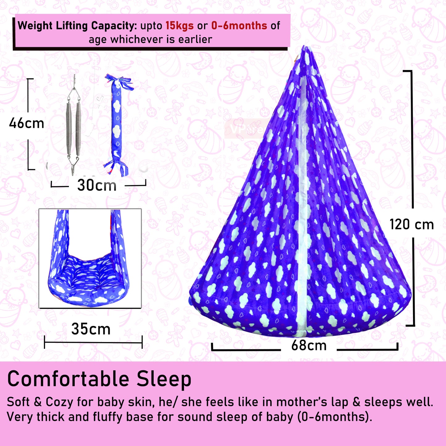 VParents Sunny Baby Swing Cradle with Mosquito net and Spring