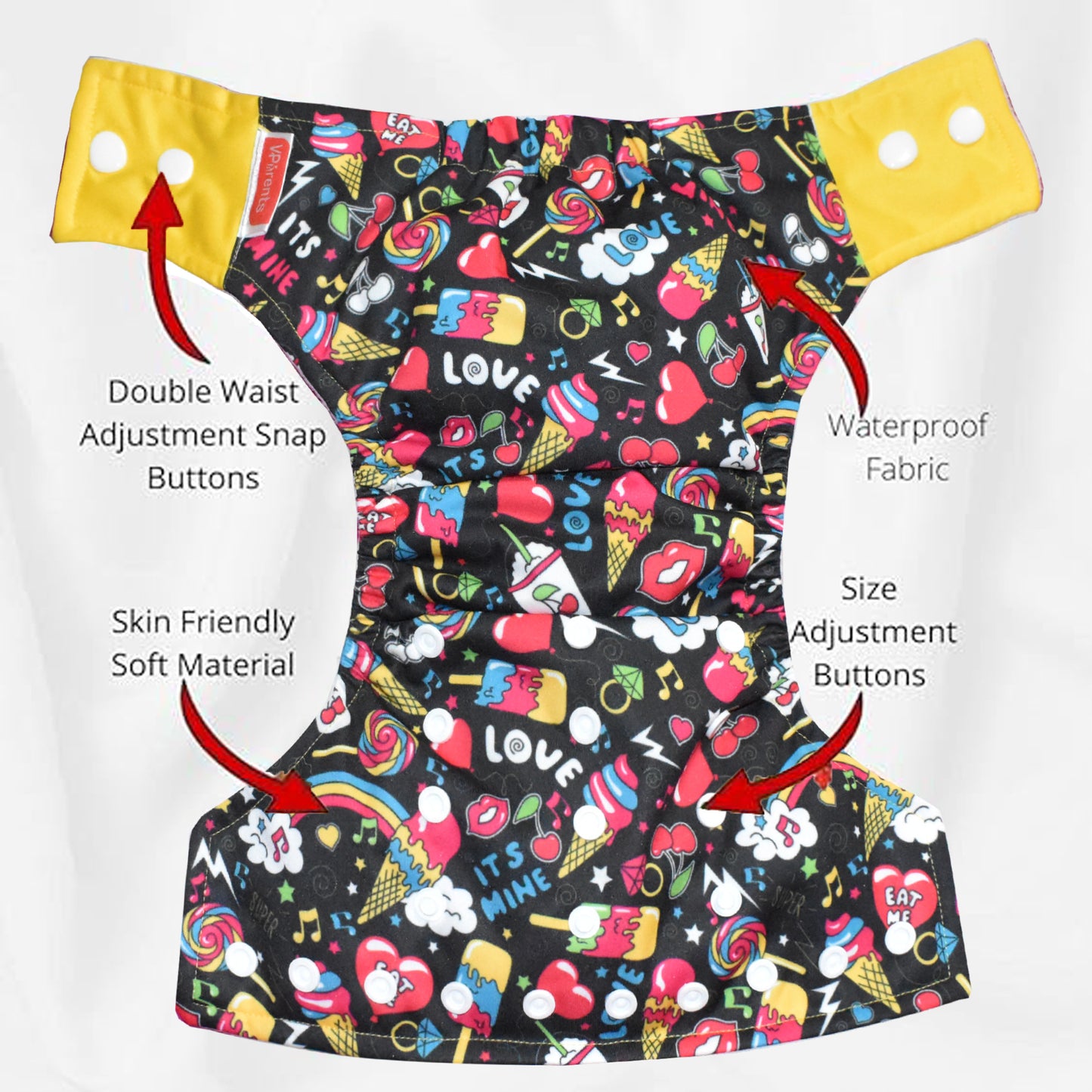 Rain and Ice-cream Print Reusable and Adjustable Cloth Diapers With Insert  (Pack of 2)