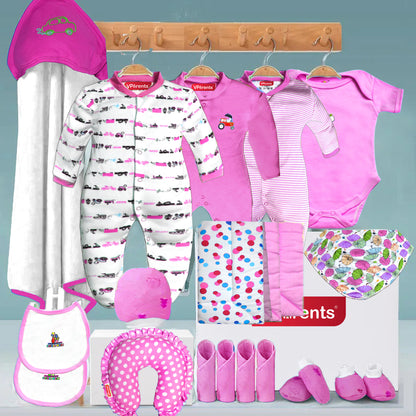 Newborn baby apparel essentials combo for baby girl  Pack of 17