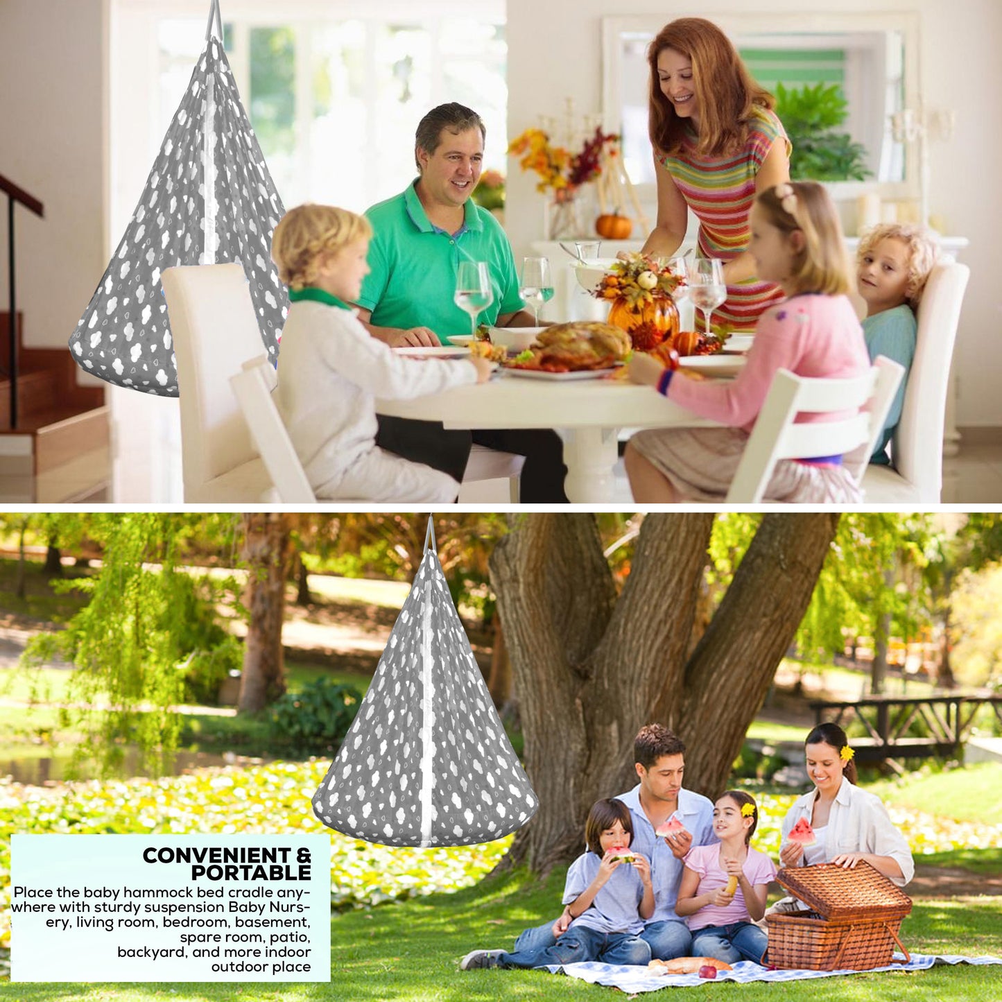VParents Sunny Baby Swing Cradle with Mosquito net and Spring