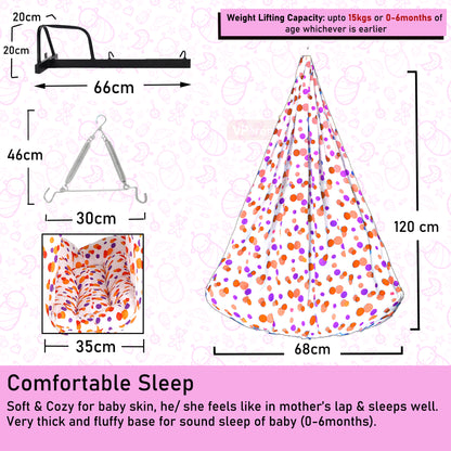 VParents Preemie Baby Swing Cradle with Mosquito Net Spring and Metal Window Cradle Hanger VParents