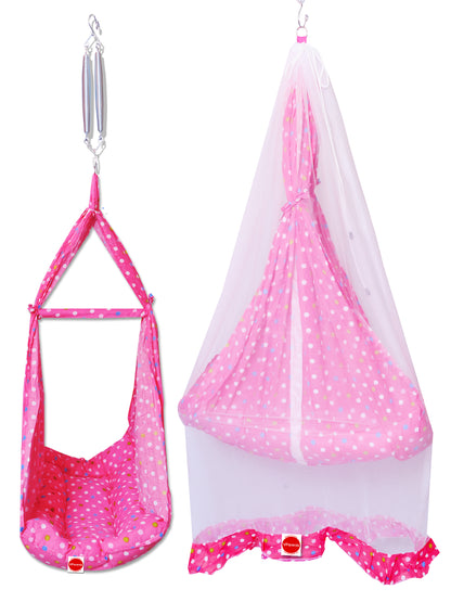 VParents Tot Baby Swing Cradle with Mosquito net Spring and Metal Window Cradle Hanger