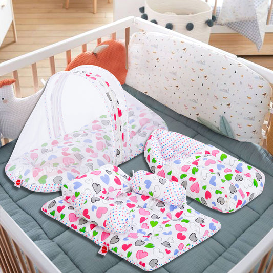 VParents daisy Baby 4 Piece Bedding Set with Pillow and Bolsters Sleeping Bag and Bedding Set Combo