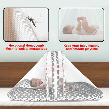 VParents   ROSY Baby Bed with Mosquito Net with Zip Closure & Neck Pillow, Baby Bedding for New Born