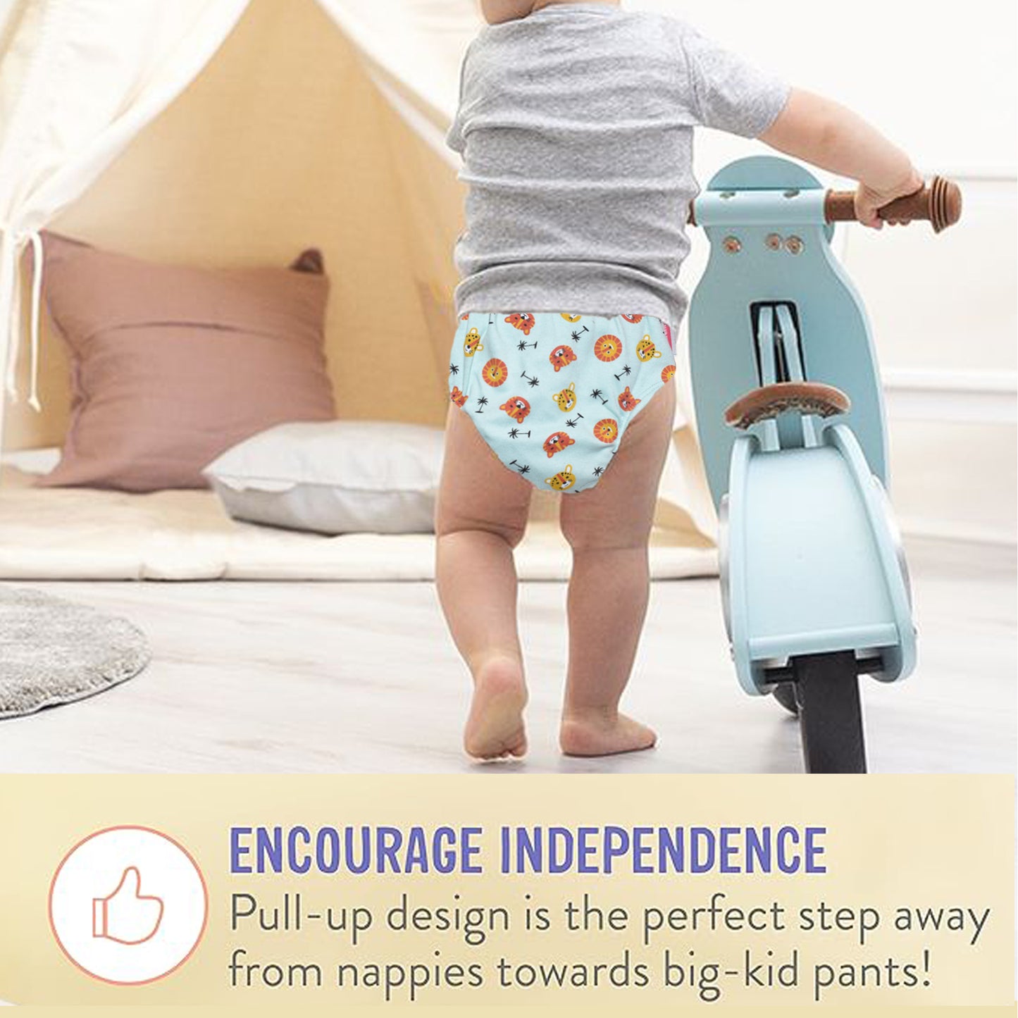 VParents Padded Underwear for Babies and Toddlers with 3 Layers of Cotton Padding Potty Training  Pull Up & Diaper-Free Time Pack of 6