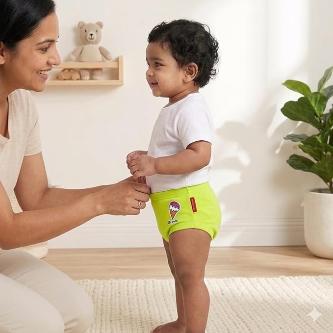VParents Bloomer for Kids Unisex, 100% Pure Cotton Soft & Breathable Underwear Bloomers for Baby Comfortable & Durable - Green 6-12 months