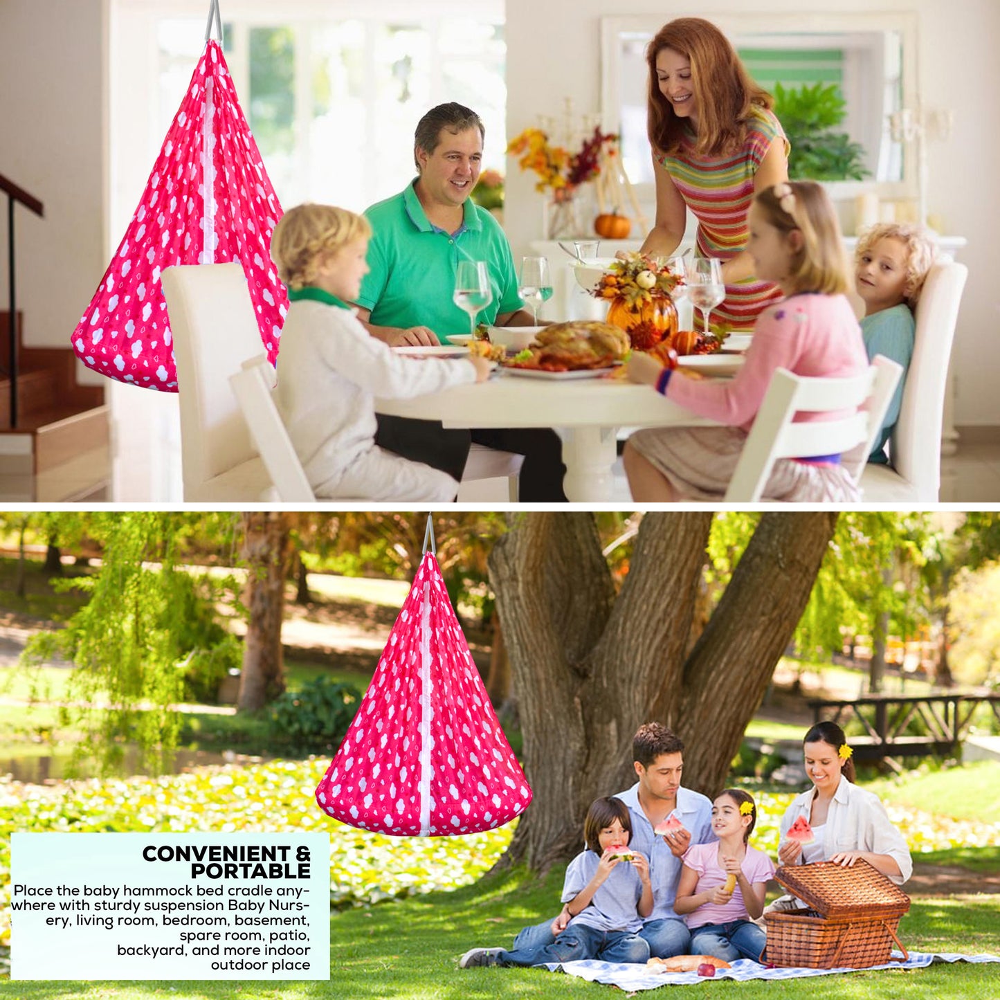 Sunny Baby Swing Cradle with Mosquito net Spring and Metal Window Cradle Hanger