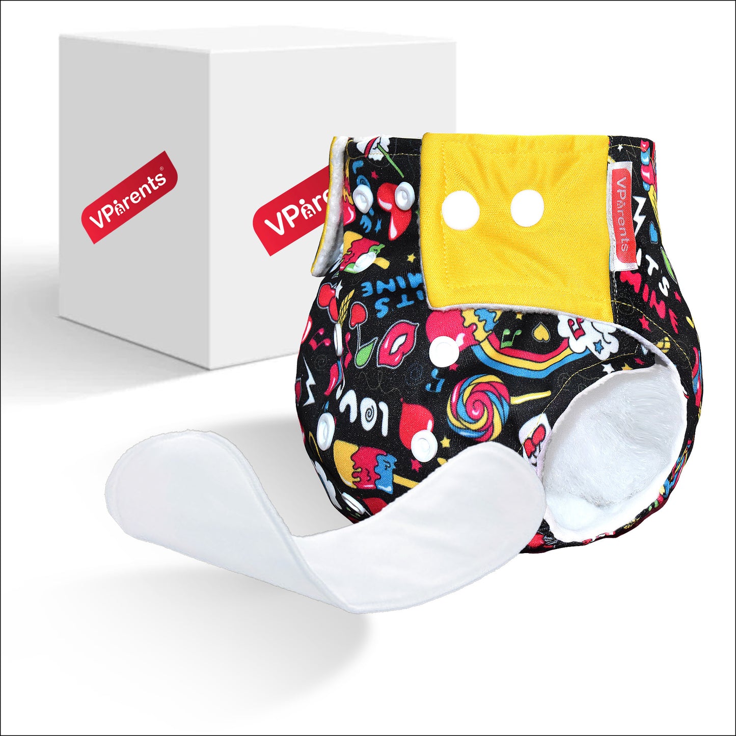 Ice Cream Print Reusable and Adjustable Cloth Diapers With Insert (Ice Cream)