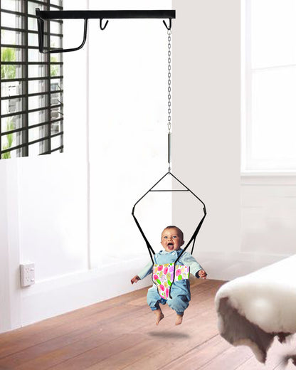 Vparents 2 in 1 Baby Toddler Jumper with Window Hanging Metal Stand Cum Baby Walking Harness Function.