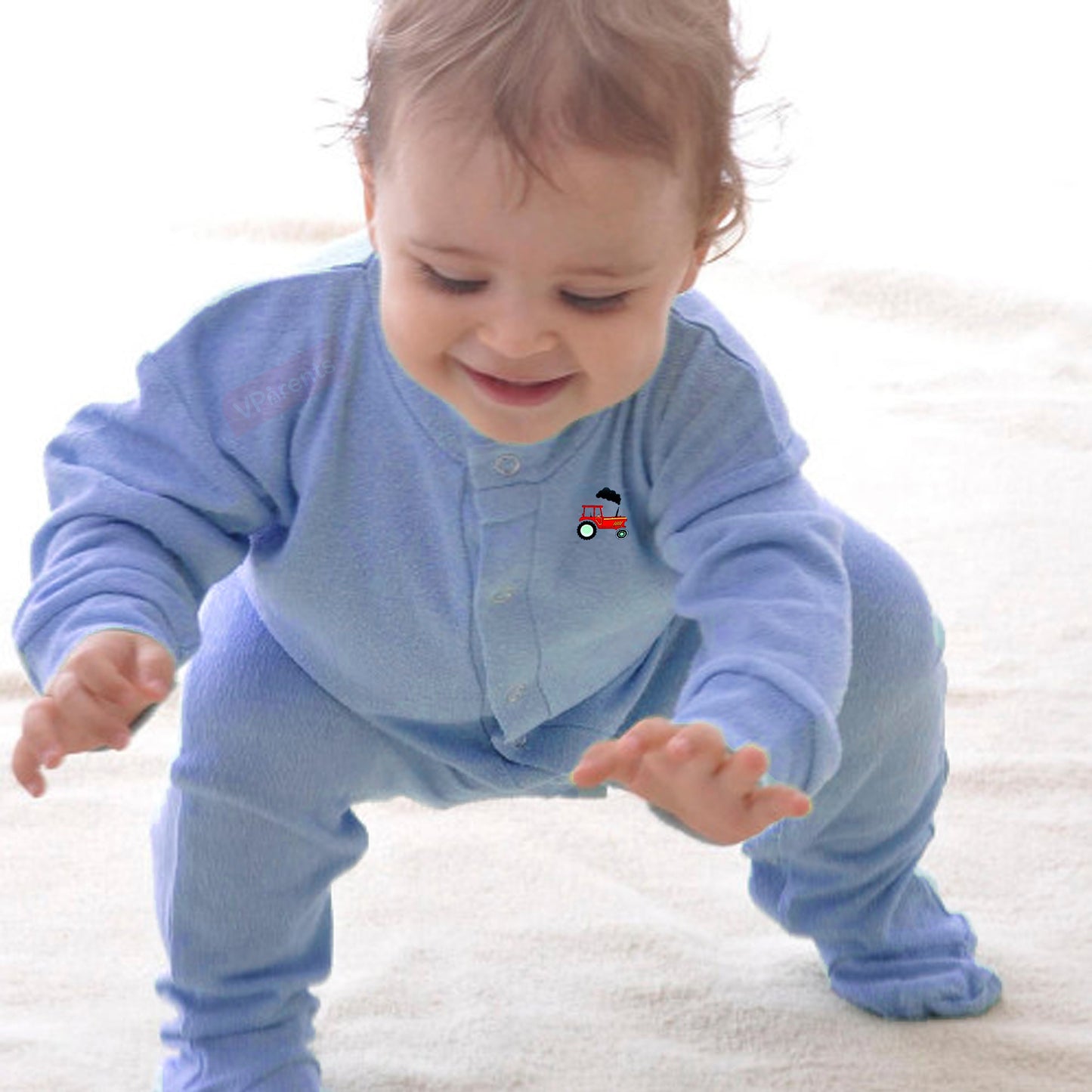 Full Length Printed Baby Footies Sleepsuit Romper Pack of 3-(Blue)