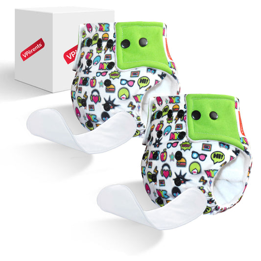 Mix Print Reusable and Adjustable Cloth Diapers With Insert with(Pack of 2)