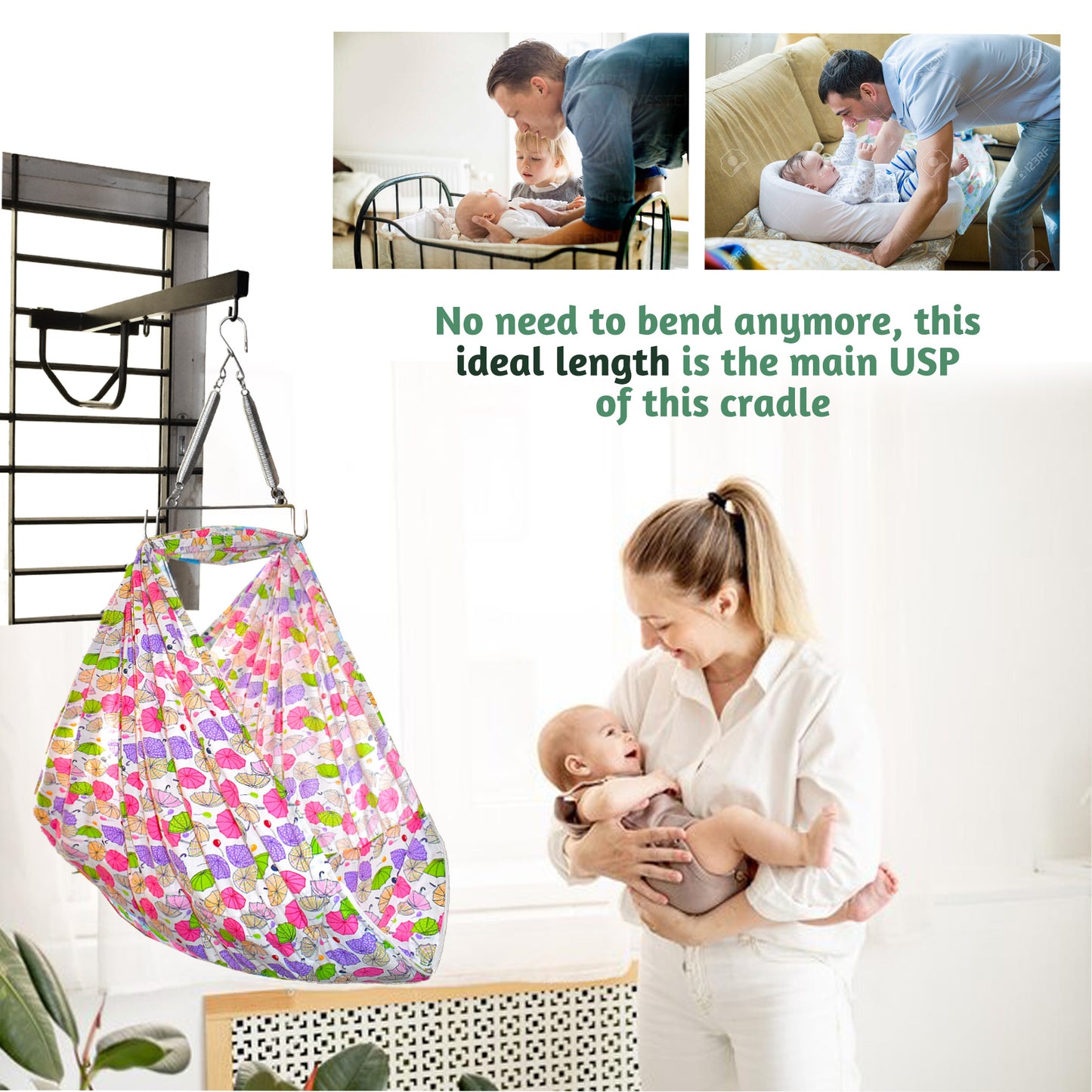 VParents Chunky Baby Swing Cradle with Spring and Metal Window Cradle Hanger