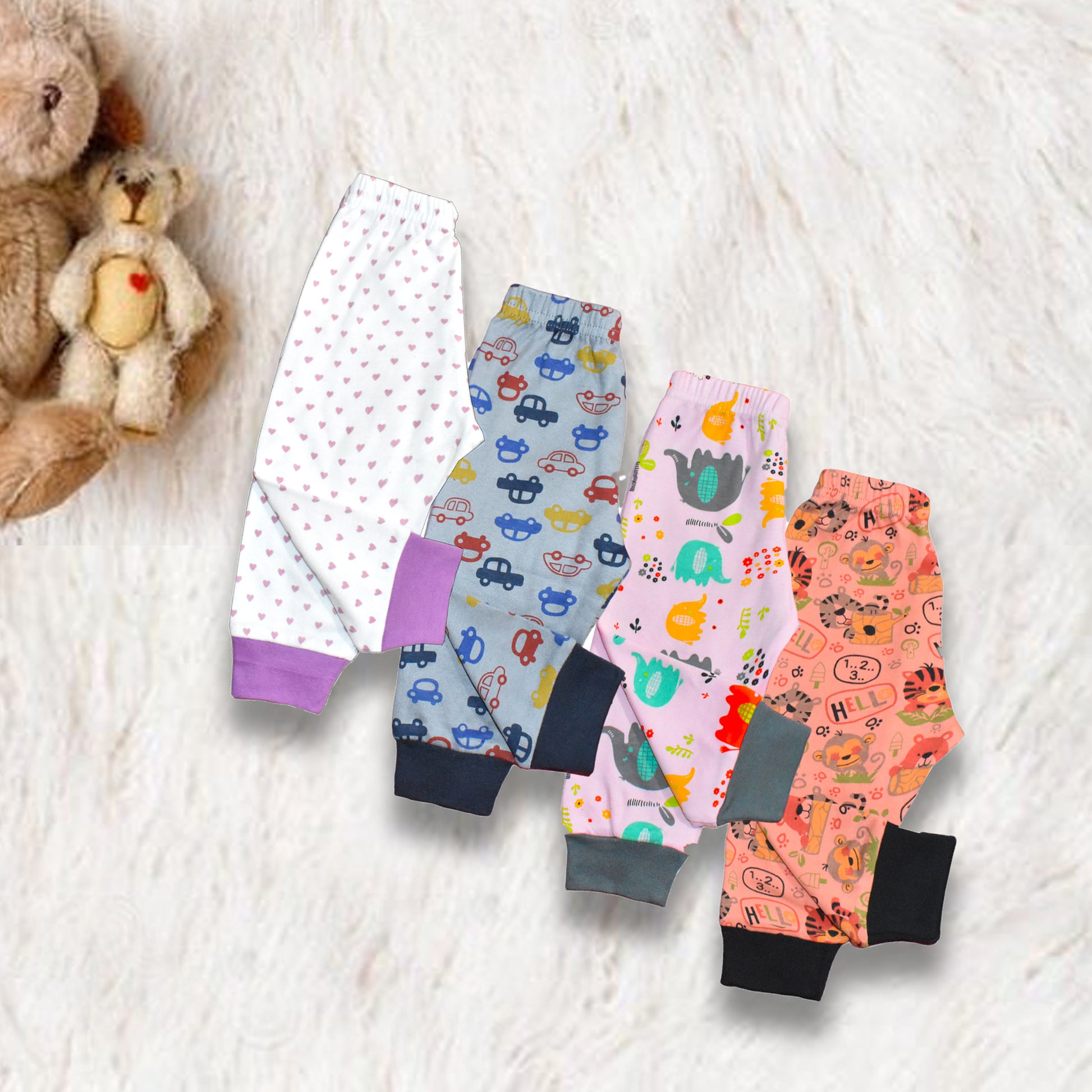 VParents Regular Loose Fit Track  Pajama Pants for Boys and Girls (pack of 4)(prints may vary) VParents