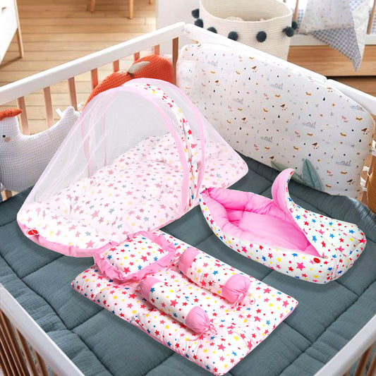 VParents joy Baby 4 Piece Bedding Set with Pillow and Bolsters Sleeping Bag and Bedding Set Combo