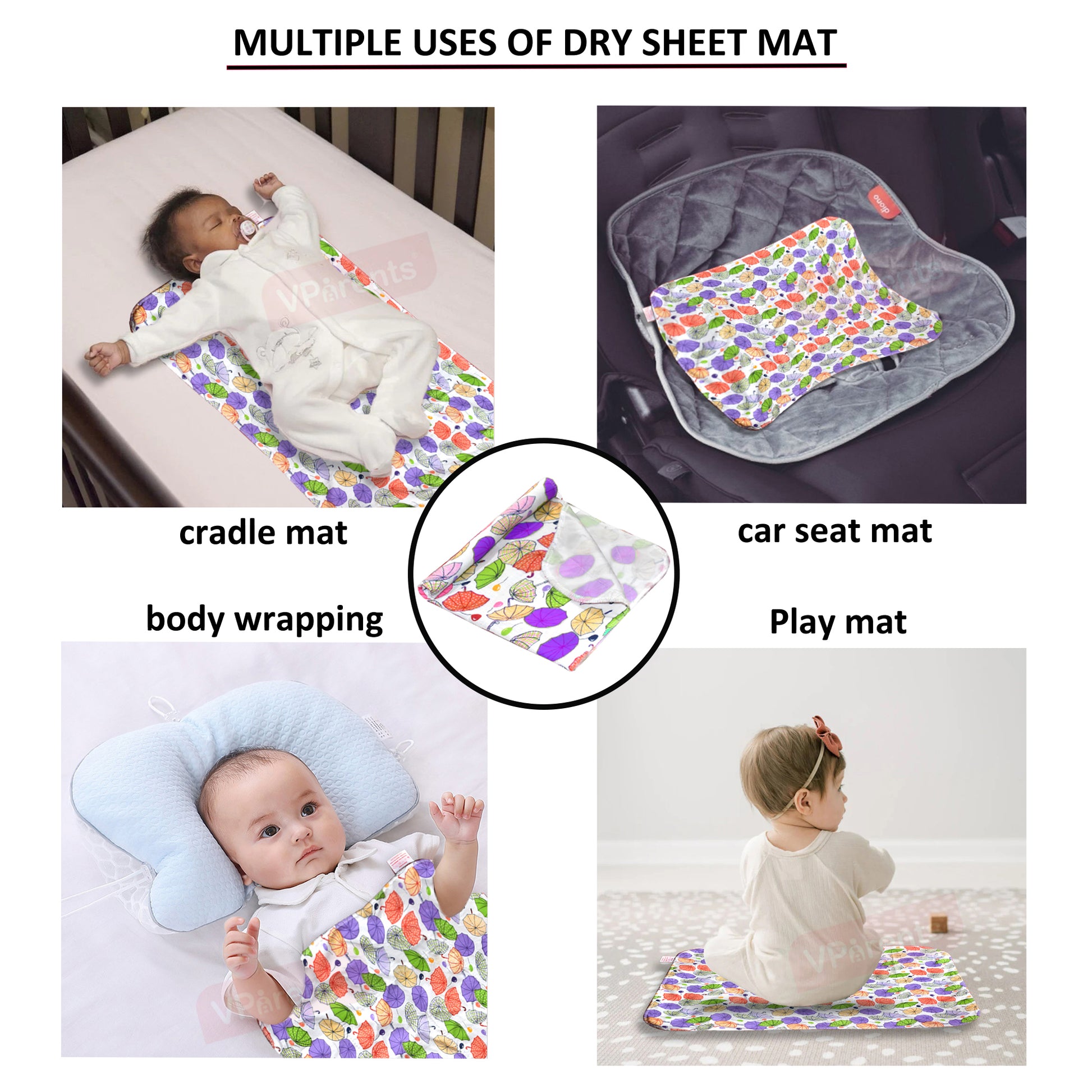 VParents Chunky Nappy Changing Mat Sleeping mats Water Proof Bed Protector sheet for New Born Baby  (0-3 Months) pack of 2 VParents