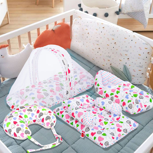 Daisy Baby 4 Piece Bedding Set with Pillow and Bolsters Sleeping Bag and Bedding Set and Feeding Pillow Combo