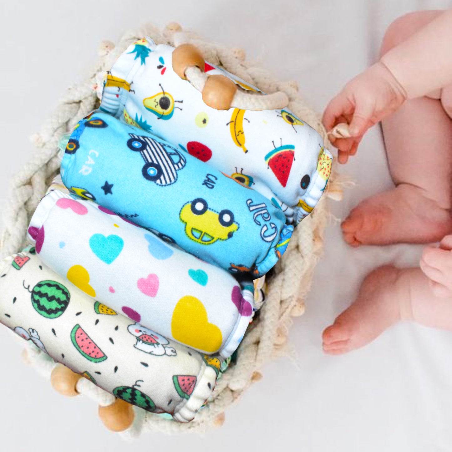 VParents Padded Underwear for Babies and Toddlers with 3 Layers of Cotton Padding Potty Training  Pull Up & Diaper-Free Time Pack of 3 (car, fruit & heart)