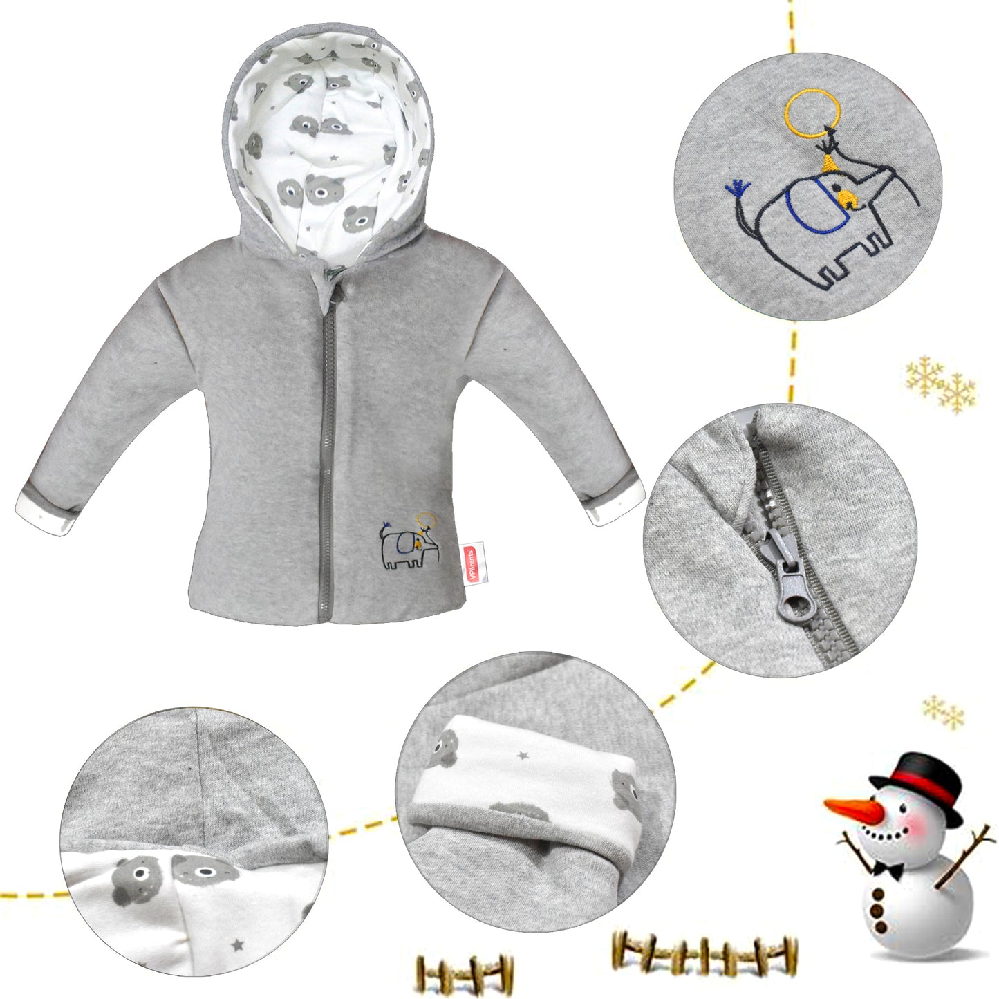 VParents Baby Unisex Kid's Regular Jacket ( Grey)
