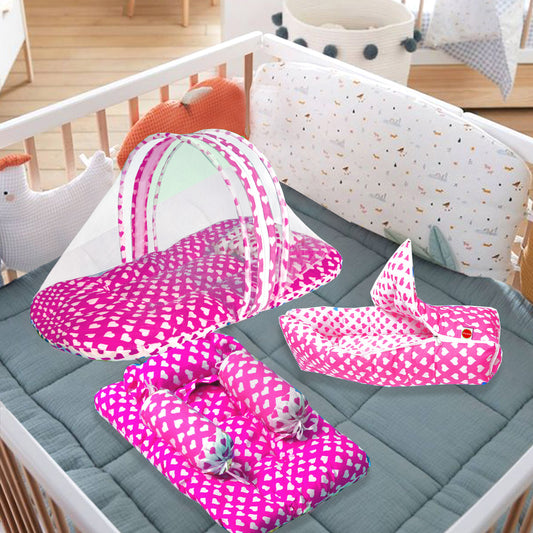 VParents rosy  Baby 4 Piece Bedding Set with Pillow and Bolsters Sleeping Bag and Bedding Set Combo