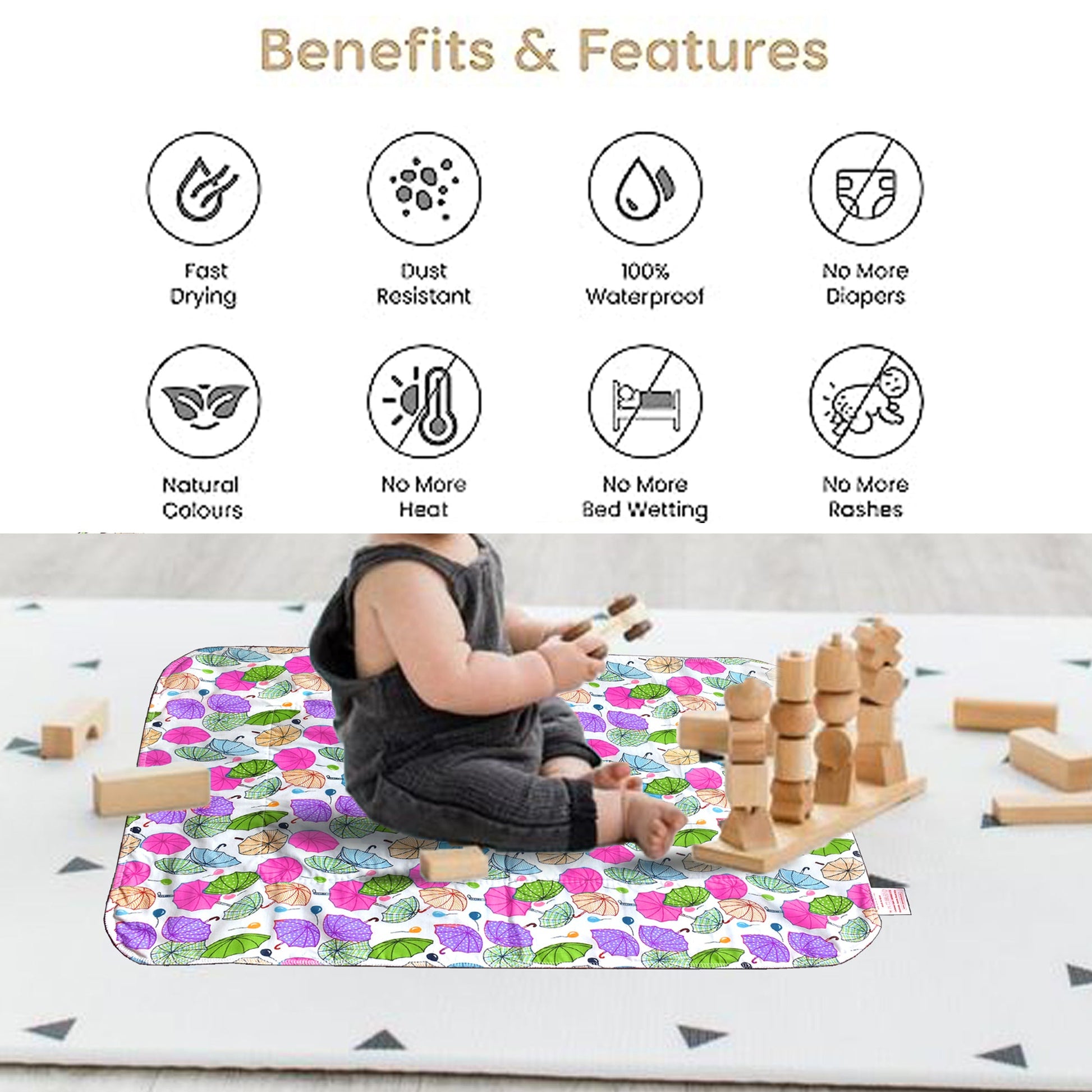 VParents Chunky Nappy Changing Mat Sleeping mats Water Proof Bed Protector sheet for New Born Baby  (0-3 Months) pack of 2 VParents