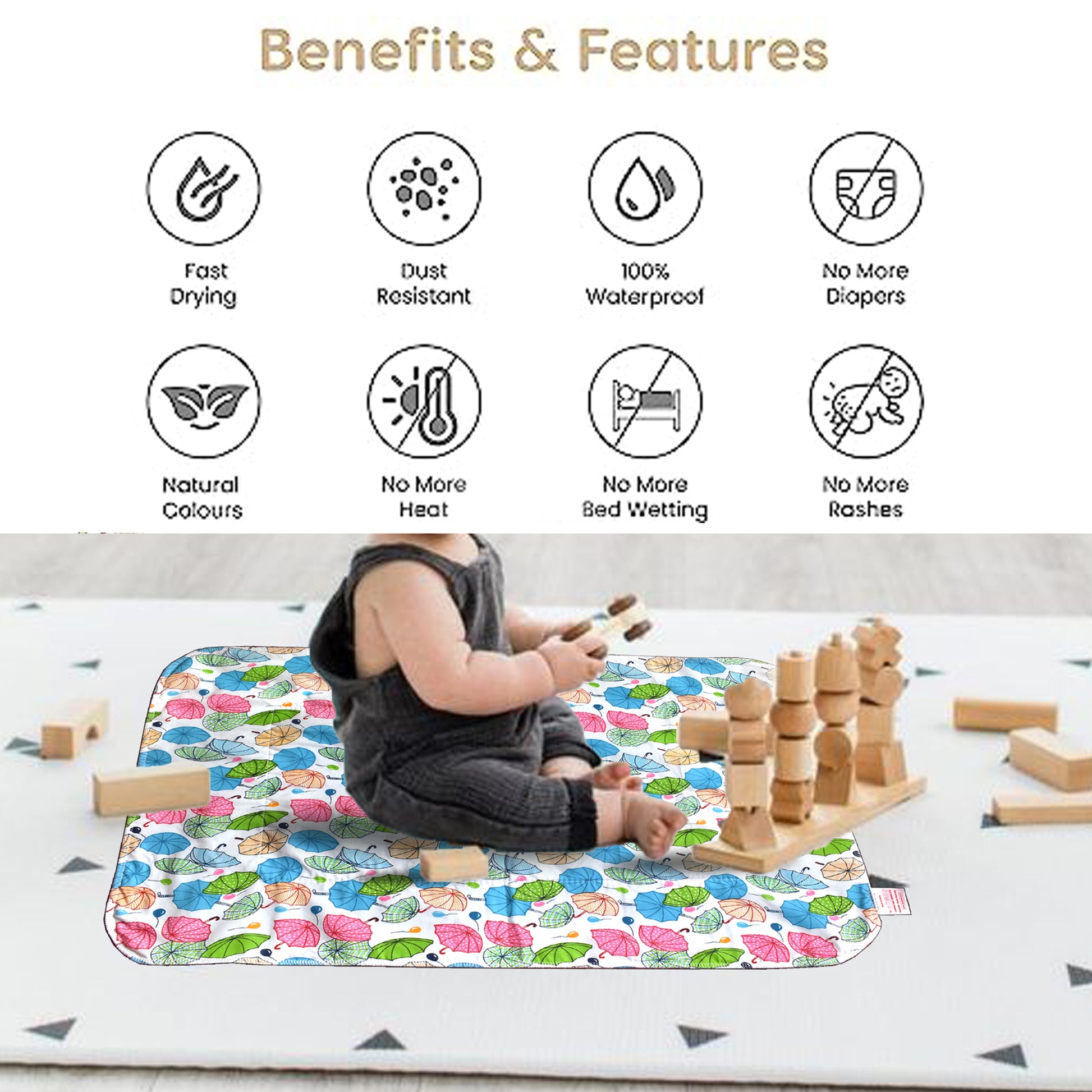 VParents Chunky Nappy Changing Mat Sleeping mats Water Proof Bed Protector sheet for New Born Baby  (0-3 Months) pack of 2 VParents