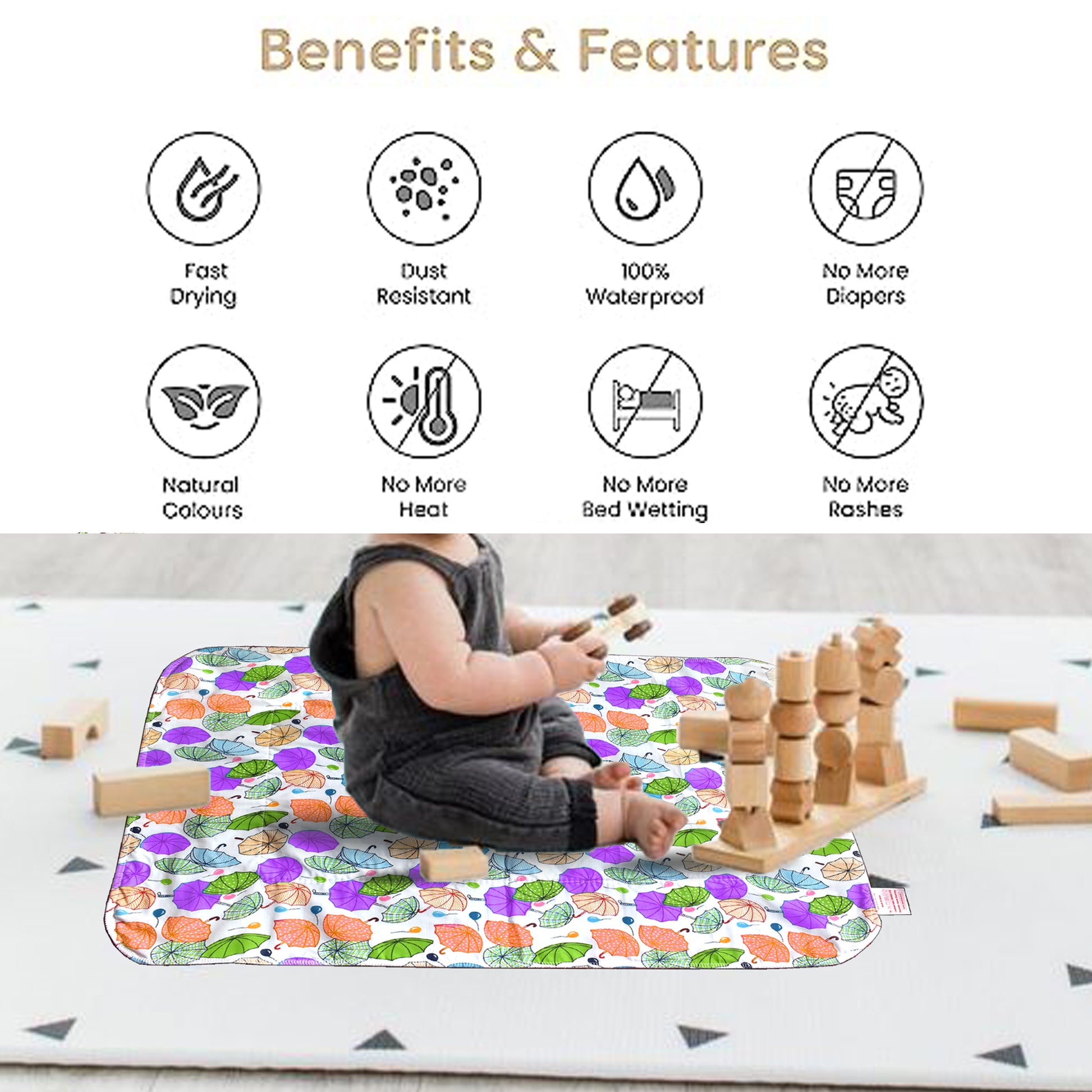 VParents Chunky Nappy Changing Mat Sleeping mats Water Proof Bed Protector sheet for New Born Baby  (0-3 Months) pack of 2 VParents