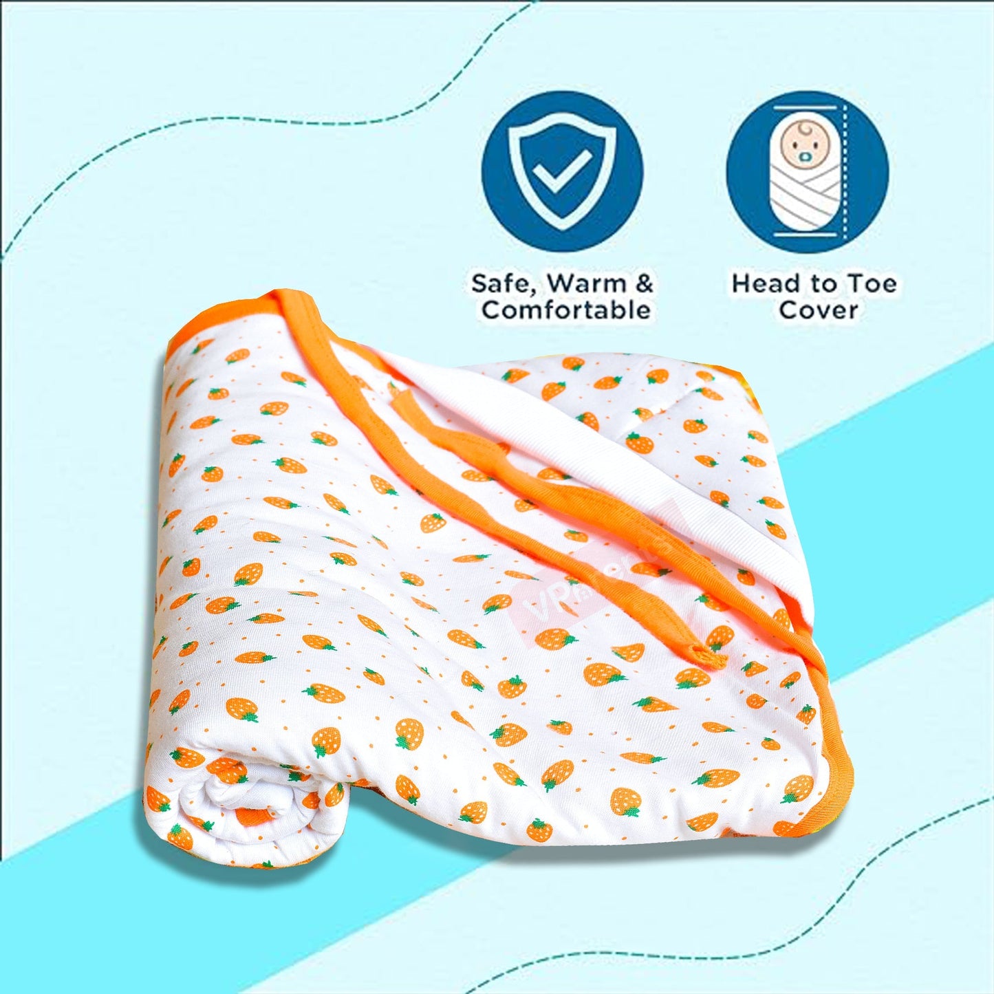 Vparents Huey New Born Baby Hooded Wrapper Blanket (Pack of 2)
