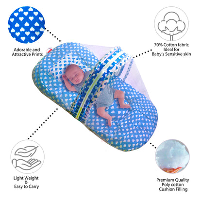 VParents   ROSY Baby Bed with Mosquito Net with Zip Closure & Neck Pillow, Baby Bedding for New Born