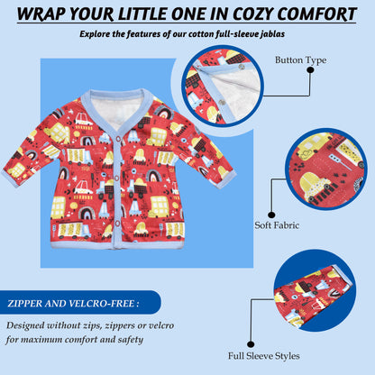 Vparents full sleeves Cotton New Born Baby Boy's & Baby Girls jabla -Multicolour - pack of 5 Assorted Design VParents