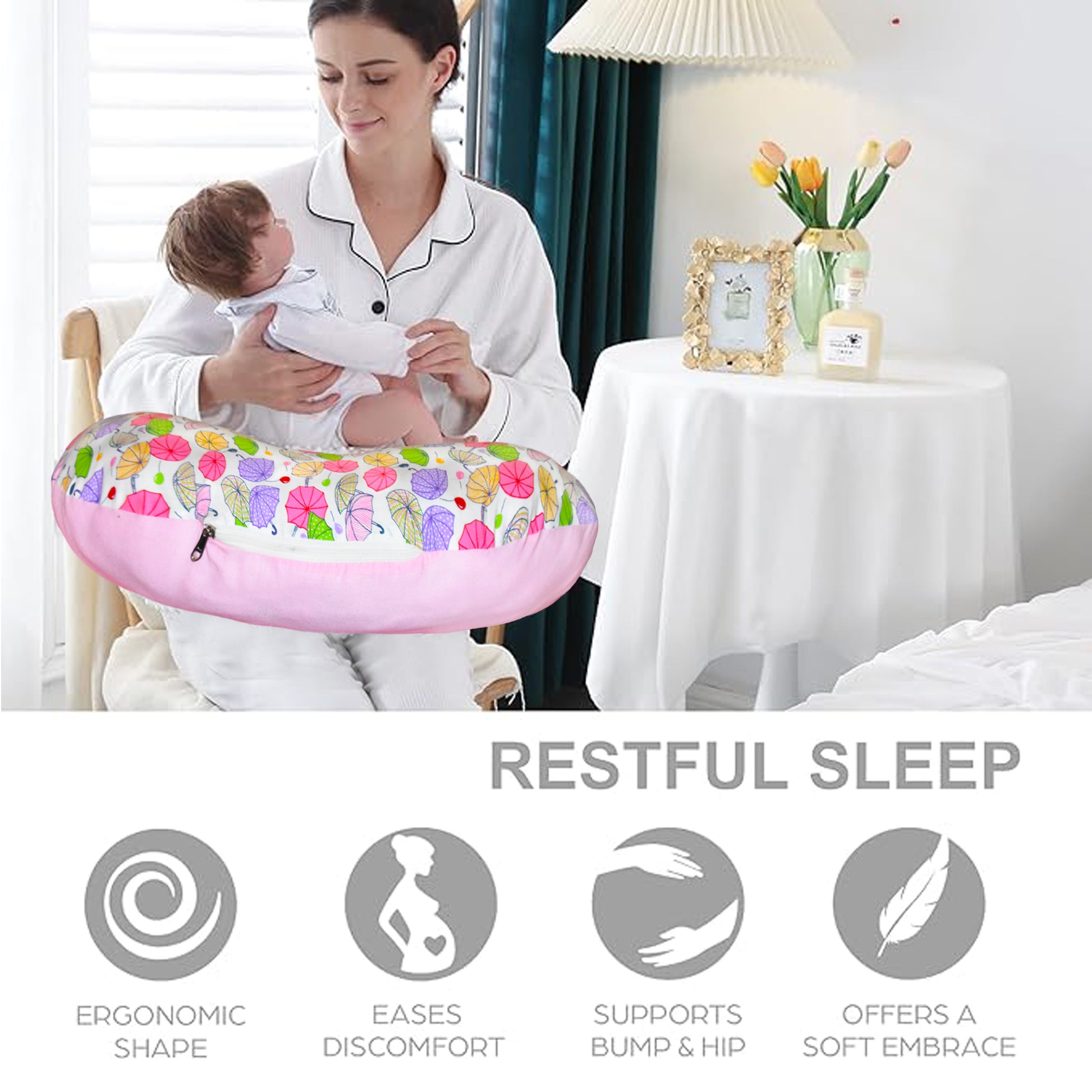 VParents Baby Breast Feeding Pillow, Nursing Pillow, Maternity Feeding Pillow for mother and New born baby (Chunky) VParents